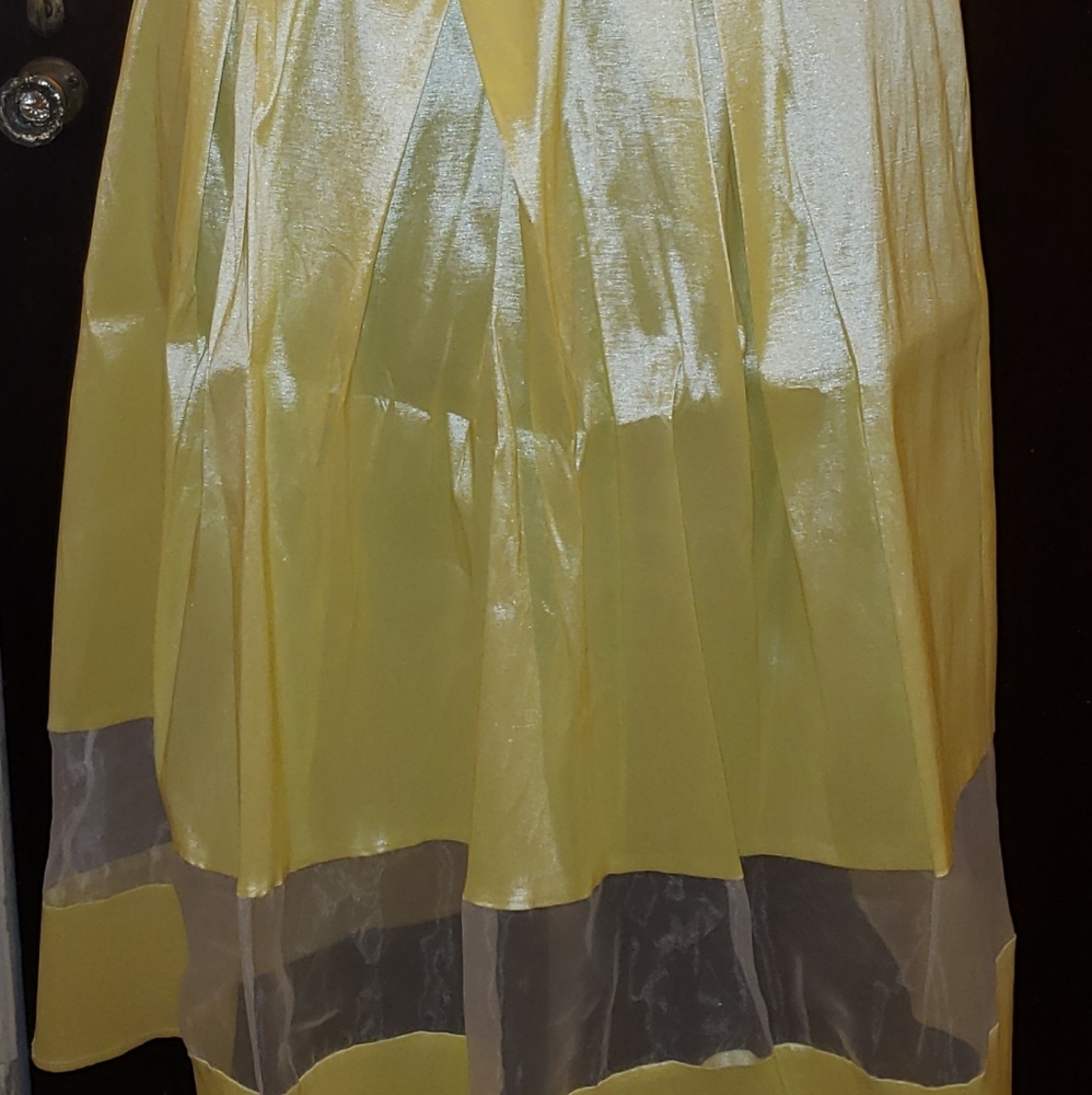 Wendy Williams yellow taffeta pleated skirt, size 2X